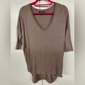 Express Women's Taupe V-Neck Top